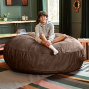 Jaxx 6-Foot Giant Bean Bag Chair, Convertible 2-in-1 Chair & Bed for Adults, Microsuede Chocolate
