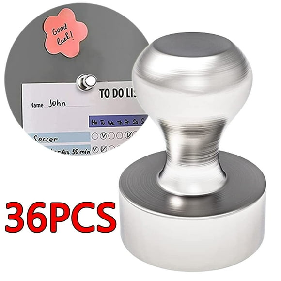 Janrevotw Aimants de Frigo Robustes, Chevilles Magnétiques, Aimants en Métal Argenté Robustes pour Cuisine, Frigo, Tableau Blanc, Bureau, Lot de 36
