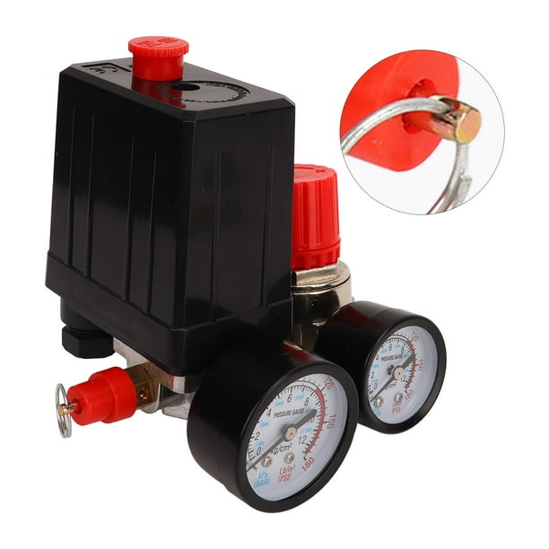 Kit De Interruptor De Presión Del Compresor De Aire, Fácil De Desmontar Puertos Estándar Precisos Interruptor De Presión Del Compresor De Aire Ahorro De Energía Con Barómetro
