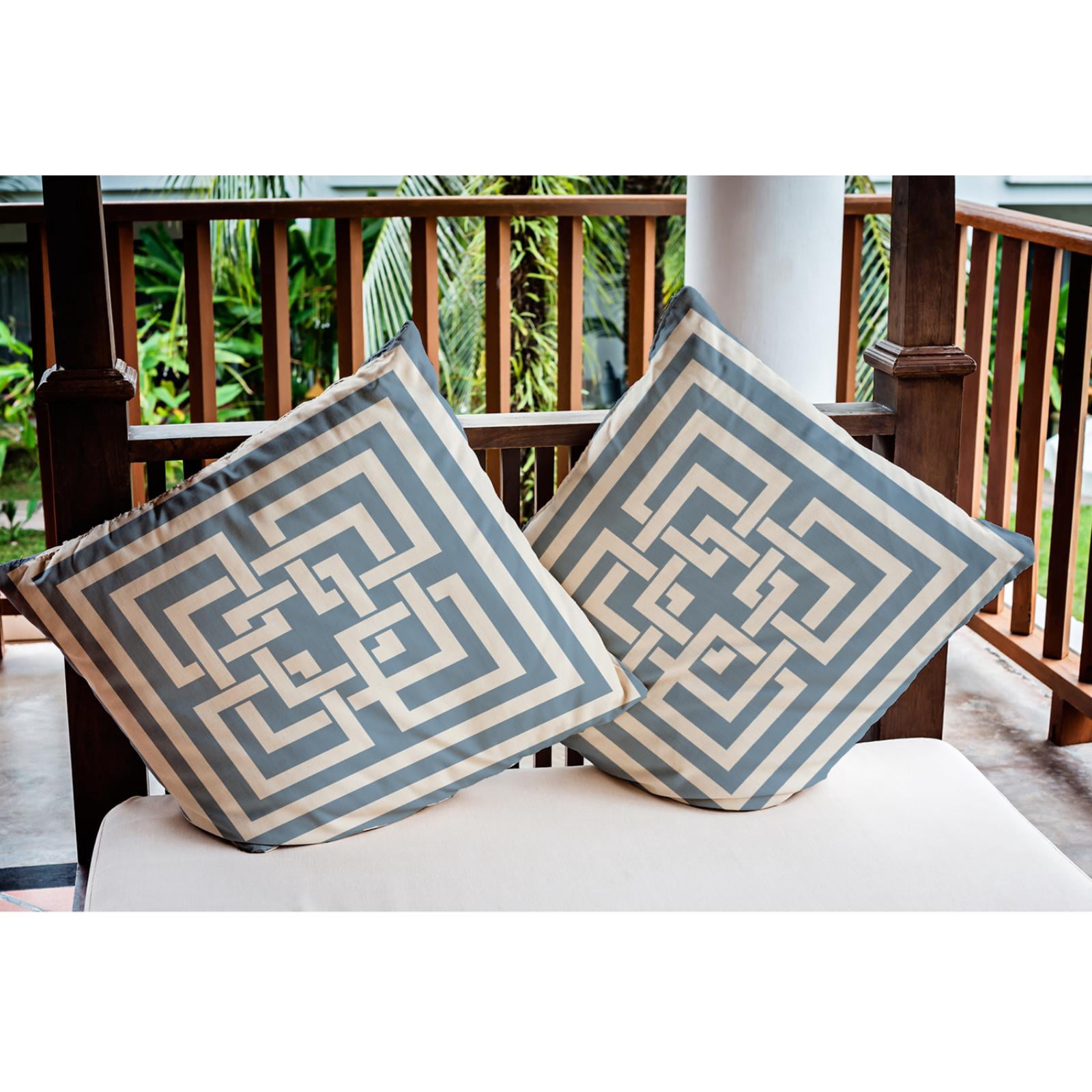 E by Design Greek New Key Nautical Indoor/Outdoor Throw Pillow