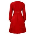 thumbnail image 4 of Midi Dress for Women Church Dress Fashion High Waist Business Casual Dress Cocktail with Belt Red XL, 4 of 8