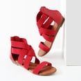 thumbnail image 5 of Womens Summer Stylish Low Wedge Sandals with Elastic Gladiator Ankle Straps, 5 of 6