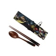 thumbnail image 2 of Travel Portable Wooden Spoon Chopsticks Set Japanese Style Food Serving Spoon Smooth Handle Tableware Set with Wrapping Cutlery Bag (Black), 2 of 8