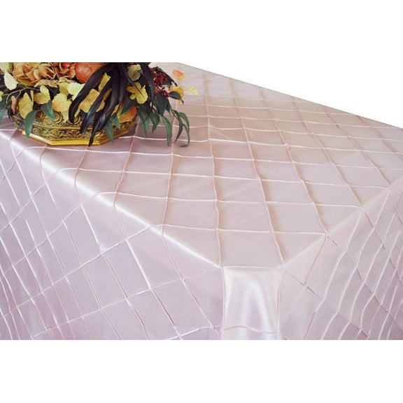 Wedding Linens Inc. 90"x156" Rectangular Pintuck Taffeta Linen Tableccloth for Party Wedding Reception Catering Dining Home Table Cover Linens - Blush Pink