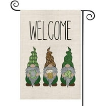 AVOIN Welcome Gnome St Patrick's Day Garden Flag Vertical Double Sided, Shamrock Leopard Yard Outdoor Decoration 12.5 x 18 Inch
