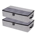 thumbnail image 1 of 2pcs Foldable Compartment Shoe Box Storage Bag Thick Cloth Transparent Storage Box, 1 of 3