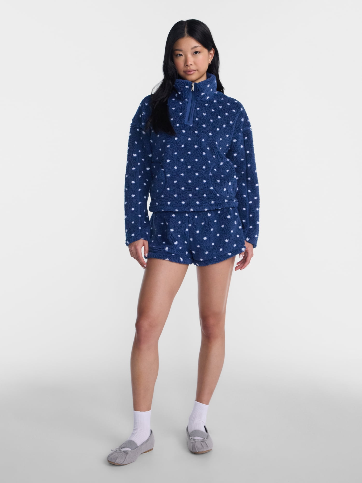 No Boundaries Faux Shearling Plush Pullover, Women's & Women’s Plus XXS-4X