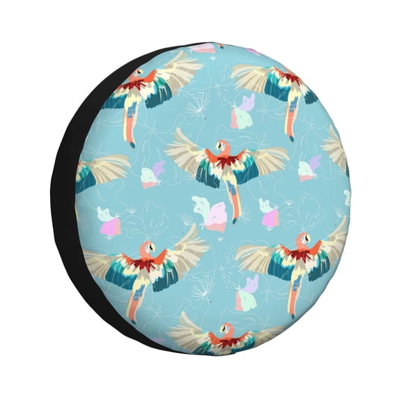 Rv Spare Tire Cover 14 inch - Pastel Painted Flying Cute Parrot Tire Covers for Trailers, Adjustable Camper Spare Tire Cover