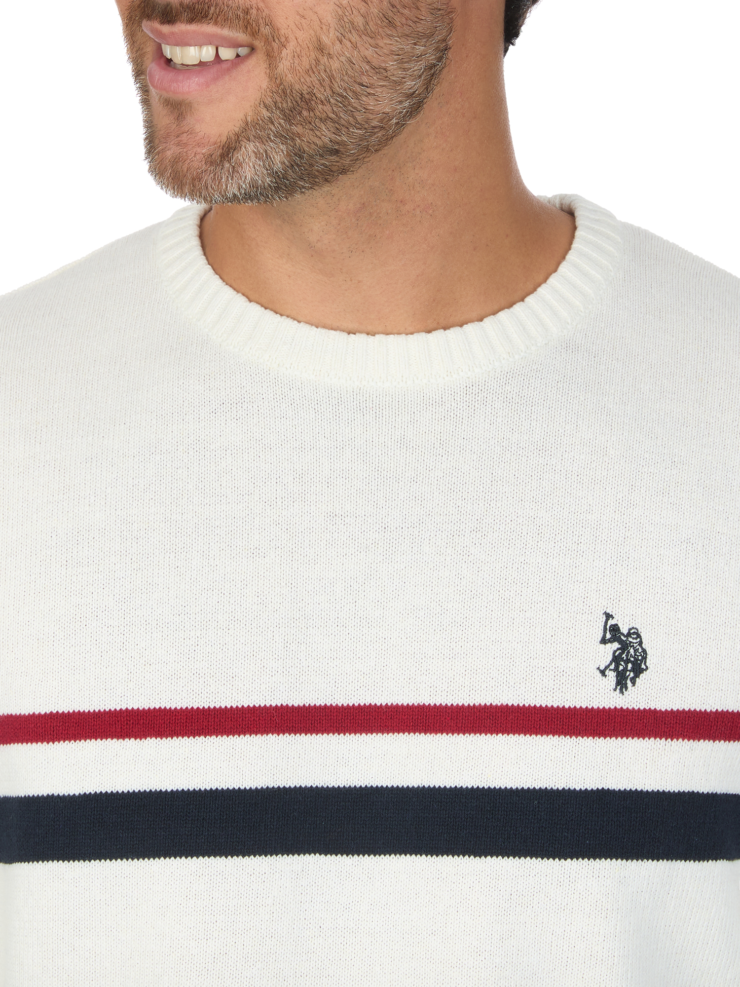 U.S. Polo Assn Men's Chest Stripe Crew Neck Sweater