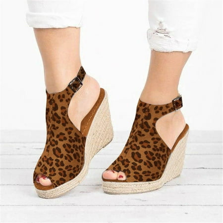 

Womens Wedge Sandals Platform Sandal Cashew Flower Print Cloth Sandals Platform Wedge Fish Mouth Sandals