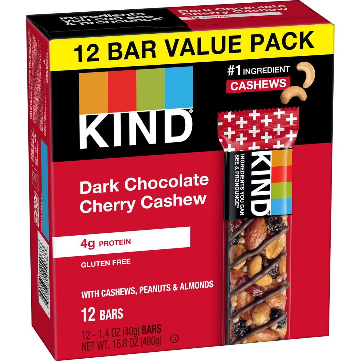 KIND Bars Dark Cherry Cashew Gluten Free Snacks - 12ct - Pack of 2