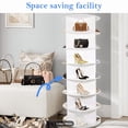 thumbnail image 2 of 360 Degree Rotating Shoe Rack 7 Tier Spinning Shoe Tower Carousel Storage Round Shoe Rack Vertical Handbag Organizer for Closet White Finish Space Saving, 2 of 7