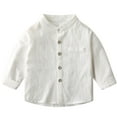 thumbnail image 2 of WXLWZYWL Fall Winter Baby Girl Clothes Toddler Boys Long Sleeve Cotton Button Down Shirt Solid Dress Shirts Tees Tops Collared Dress Shirt, 2 of 6