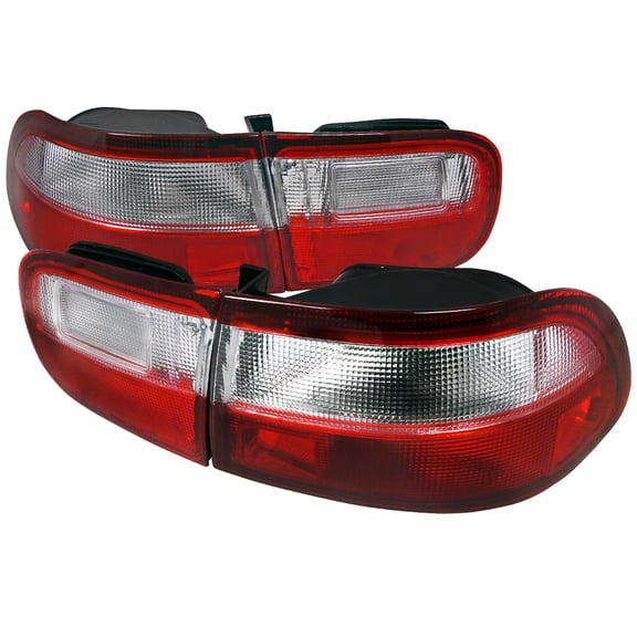 CIVIC COUPE AND SEDAN RED CLEAR TAIL LIGHTS Made for and Compatible with 92-95 HONDA CIVIC
