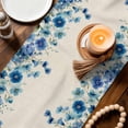 thumbnail image 5 of Retro Blue Flowers on Jam Table Runner 36 Inches Long,Kitchen Dining Tablerunners Country Floral Art Linen Table Runners Dresser Scarves for Home Dinner Wedding Holiday Party Decor, 5 of 9