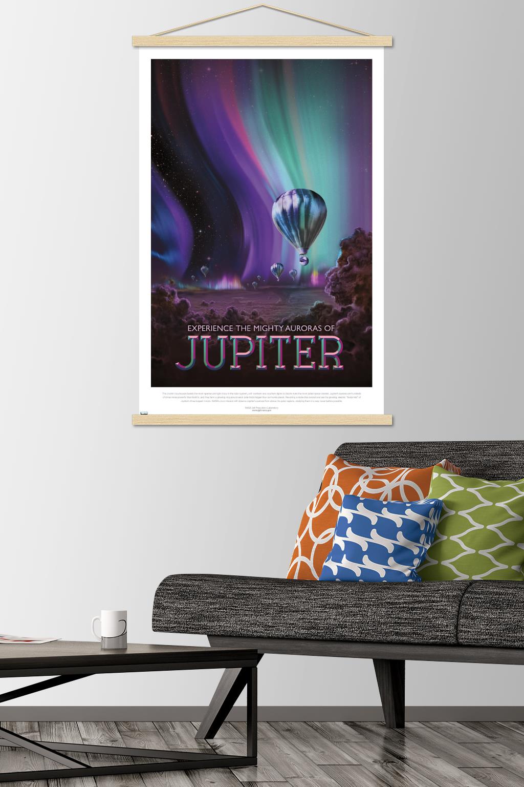NASA - Jupiter Travel Poster Wall Poster with Magnetic Frame, 22.375" x 34"