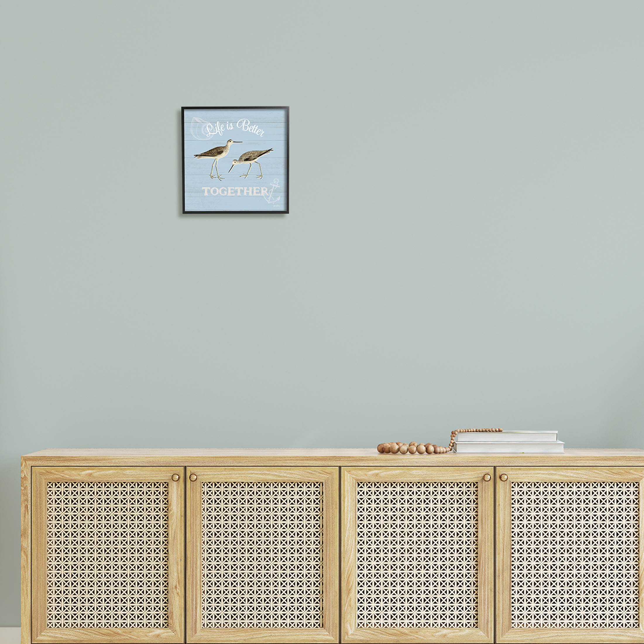 Stupell Industries Better Together Coastal Sandpipers Graphic Art Black Framed Art Print Wall Art, Design by Katie Pertiet