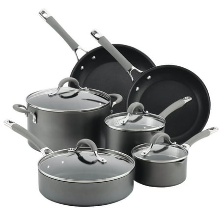 

Hard-Anodized Nonstick Cookware Set 10-Piece Gray