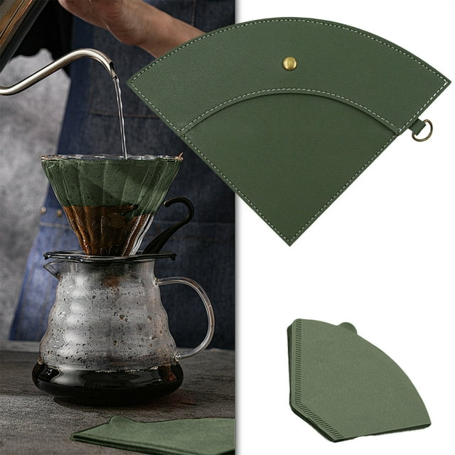 Travel Coffee Filter Paper Case Faux Leather Hand Brewed Coffee Paper Holder Organizer Protector Sleeve Cover
