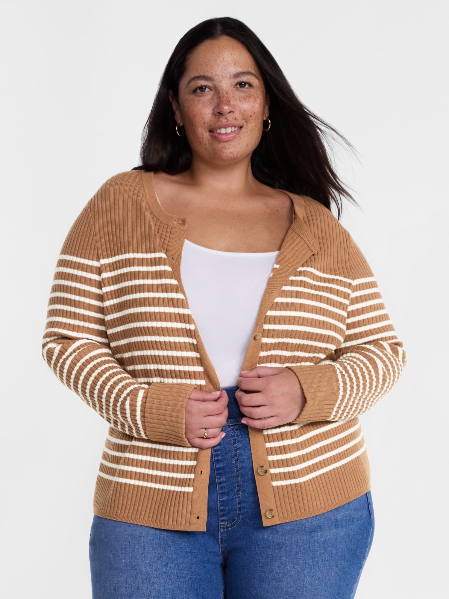 Terra & Sky Women's Plus Cardigan with Long Sleeves, Lightweight, Sizes 0X-5X