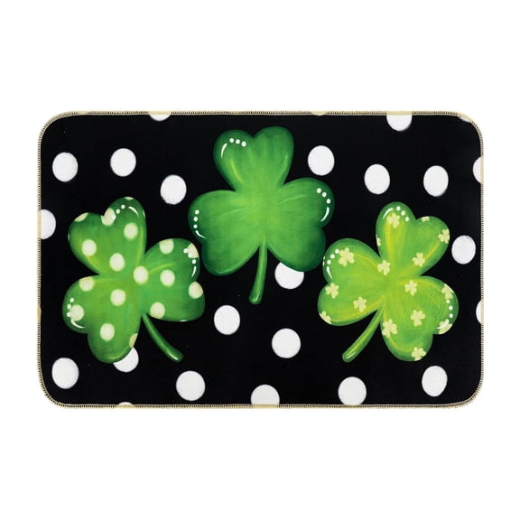 St. Patrick's Day Door Mat Green Shamrock Clover Front Door Mat Doormat for Indoor Outdoor Kitchen Home Decor