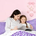thumbnail image 5 of Erosebridal Purple Cheetah Print 7 Pieces Bedding Comforter Set,Leopard Animal Texture Pattern Full Bedding Set For Girls Kids,Reversible, 5 of 7