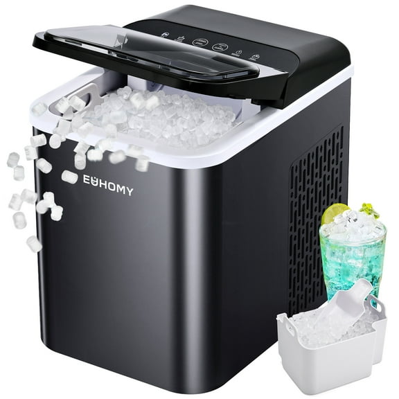 EUHOMY 35lbs/24H Nugget Ice Maker Countertop, Pebble Ice Maker Machine with Auto-Cleaning, Black