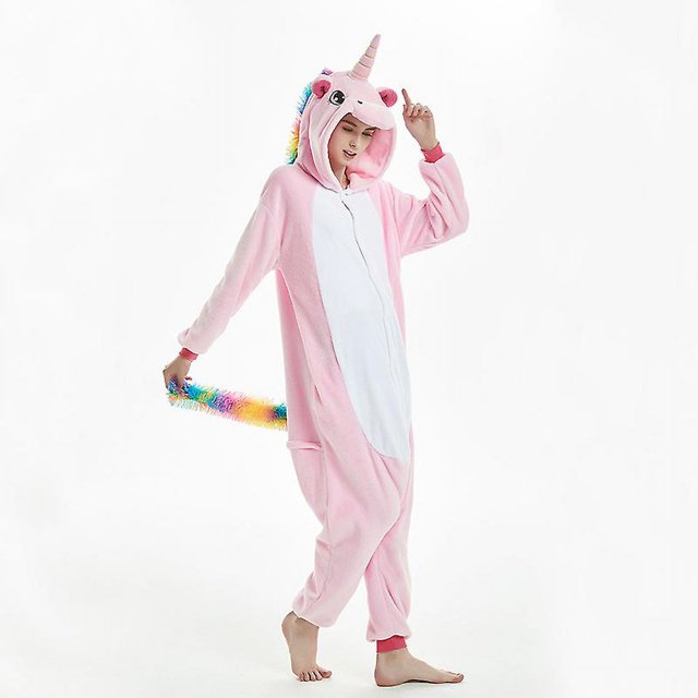 XL Pijamas de una pieza de animales de dibujos animados para adultos/niños Franela de otoño e invierno