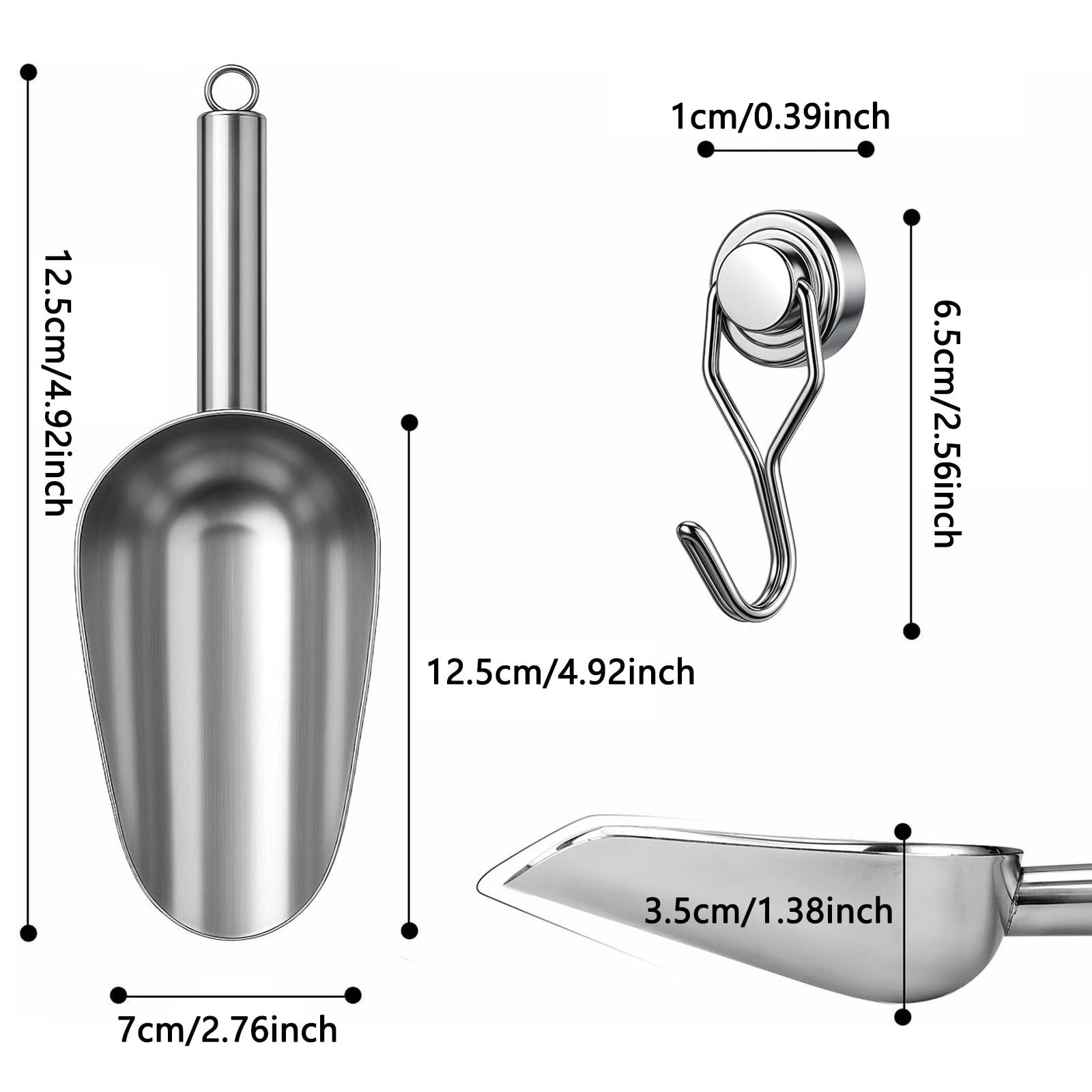 Thickened Stainless Steel Ice Shovel With Strong Hook For Ice Crusher Ice Machine Ice Shovel Ice 1pc 2PCS