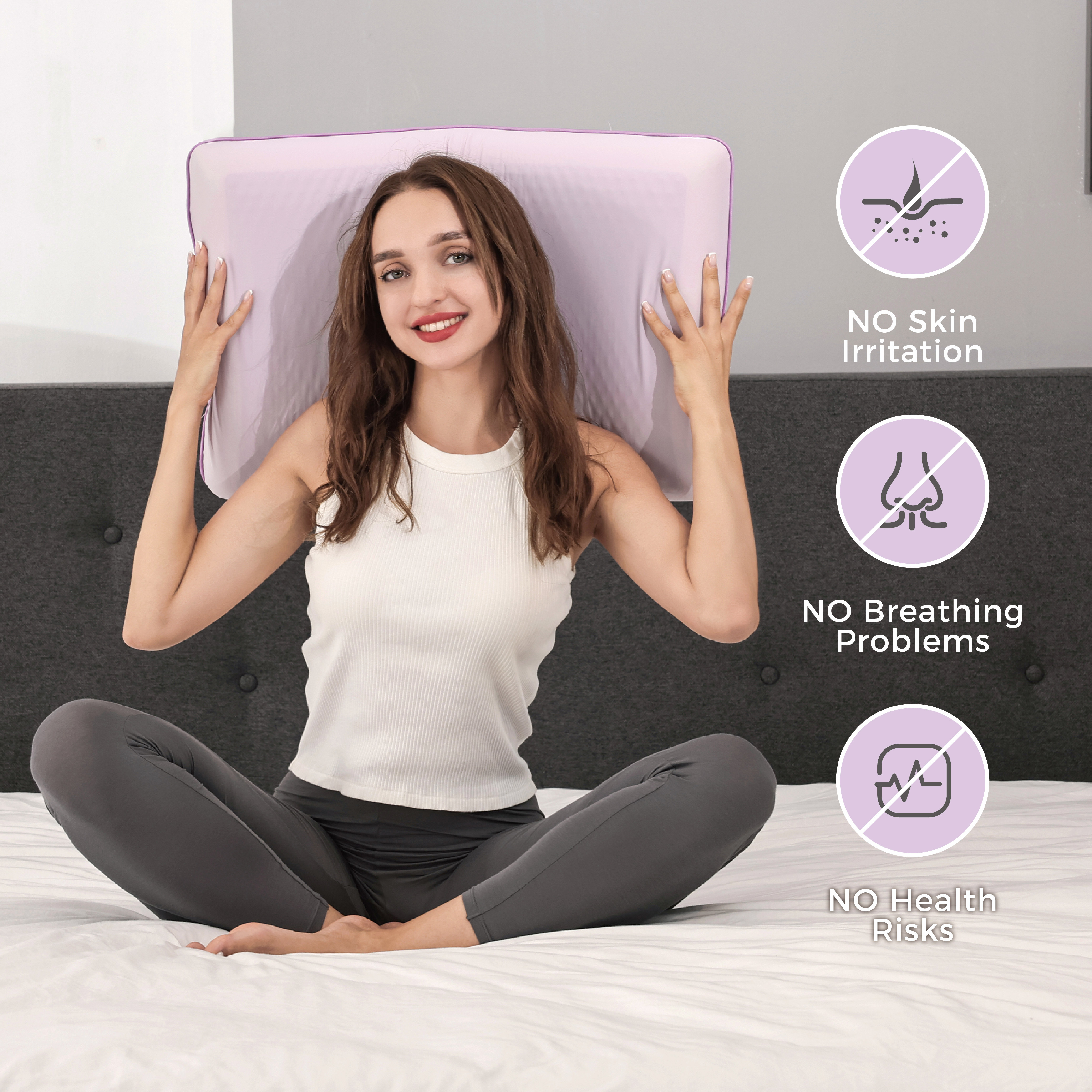EGOHOME Cooling Gel Memory Foam Pillow, Queen, Purple photo 8
