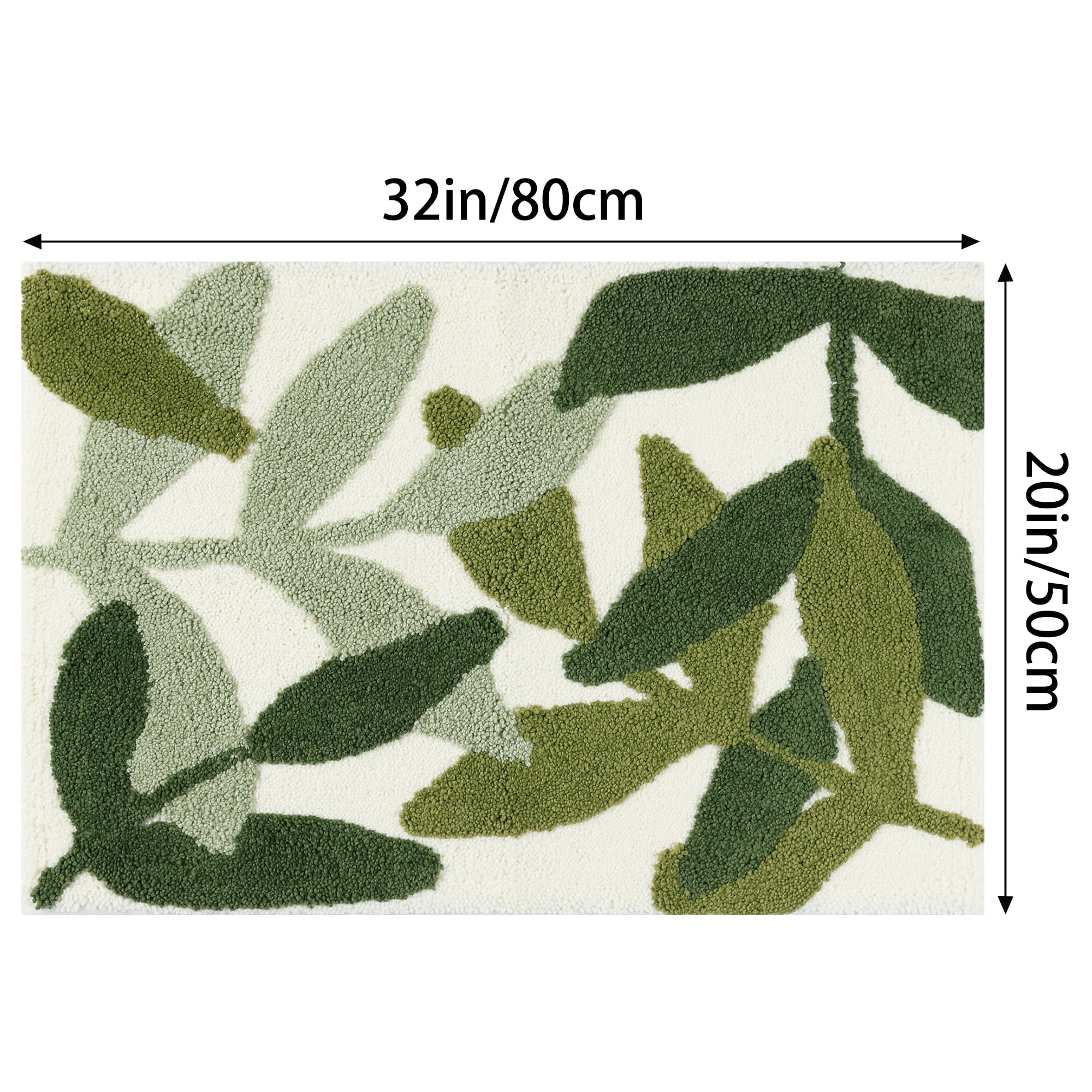 Unique Bargains 2 Pcs Non-Slip Quick Dry Bath Rugs Leaf-1/Leaves-3 20" x 32"