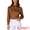 Dark Brown, variant on DARING DIVA Women's Satin Long Sleeve Mock Neck Self Tie Work Shirts XS Dark Brown