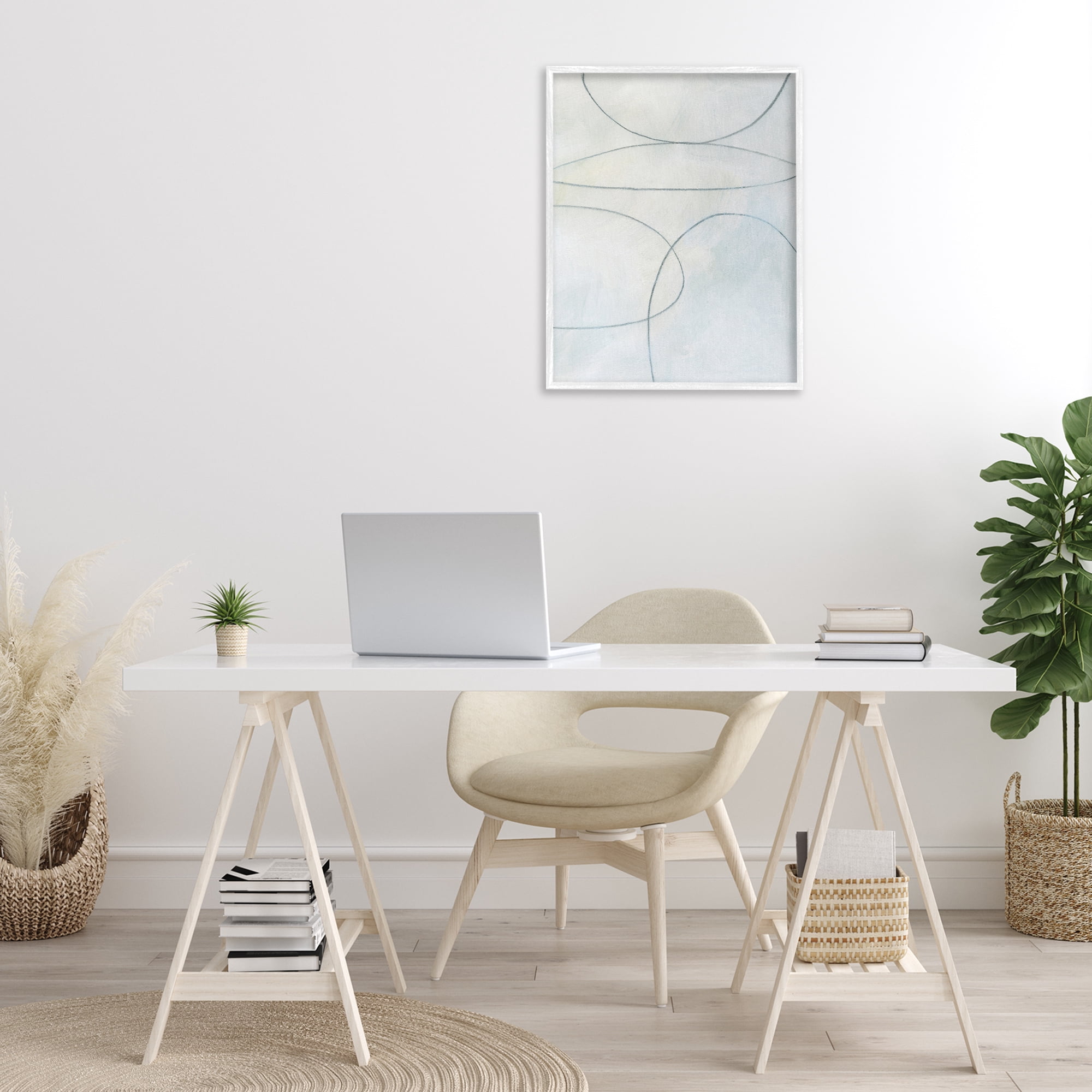 Stupell Industries Oblong Shapes Doodle Abstract Drawing White Framed Art Print Wall Art, 24 x 30