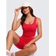 thumbnail image 4 of Top corto acanalado CRZ YOGA con escote en U rojo talla L, 4 of 5