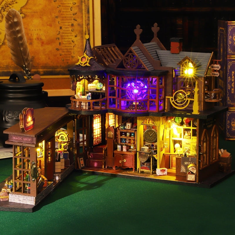 MOJINO Book Nook Kits for Adults, DIY Miniature House Kit 3D Puzzle Doll House Bookends, Creative Tiny House Book Nook Bookshelf Decor, Valentine's Gift Weddings Decor