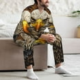 thumbnail image 7 of Uemuo Vintage Pattern Bald Eagle Pattern 2-Piece Loungewear Set - Men’s Soft Sleepwear, Cozy Winter PJs, Comfy Sleep Set-, 7 of 7