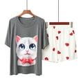 thumbnail image 2 of Richie House Women's Short Pajama Set Cute Print Tee and Shorts Sleepwear Pjs Sets XS-XXL S-XXL RHW4043, 2 of 7
