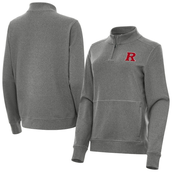 Women's Antigua  Heather Black Rutgers Scarlet Knights Crush Quarter-Zip Sweatshirt
