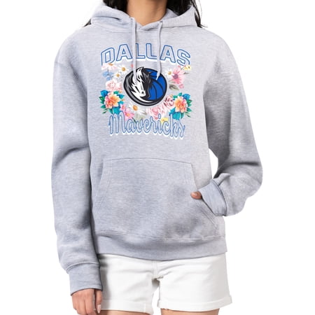 Women s G-III 4Her by Carl Banks Heather Gray Dallas Mavericks Flowers Team Logo Graphic Fleece Pullover Hoodie