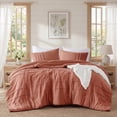 thumbnail image 2 of Regency Heights Twin/Twin XL Comforter Set, Boho 2-Piece Pintuck Stitching Dorm Bedding Set, Soft Washed Pleated Bed Sets with Pillow Sham, Burnt Orange, 2 of 11