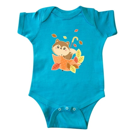 

Inktastic Cute Squirrel Playing in Umbrella with Autumn Leaves Gift Baby Boy or Baby Girl Bodysuit