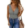 thumbnail image 2 of Women's Lace Patchwork Vest Sexy Deep V Neck Knit Camisole Summer Tank Top, 2 of 4