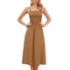 thumbnail image 1 of Vestido de tirantes spaghetti INSPIRE CHIC para mujeres, vestido midi de verano con vuelo y corte A, color marrón, 1 of 6