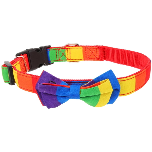 BRIGHTFUFU Collar de perros Pequeño Rainbow Pet Collar Ajustable Pet Collar Pet Fabric Decoración
