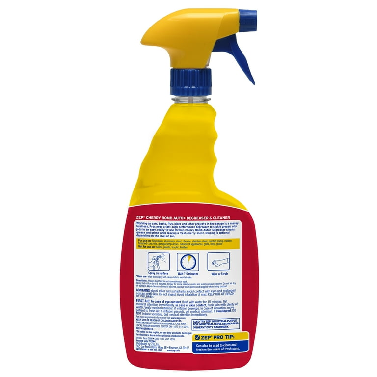 Zep Cherry Bomb Automotive Degreaser, 32 oz, for Auto/RV/Boat, Garage and Home