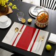 thumbnail image 3 of Red Vintage Placemats Set of 8, Geometric Stripes Simple Lines Placemats for Dining Table, Place Mats for Kitchen Tabletop, Waterproof Wipeable Dining Table Mats Set, 3 of 9
