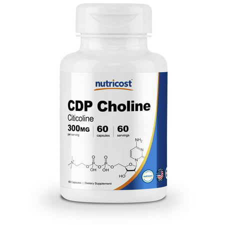 Nutricost CDP Choline (Citicoline) 300mg, 60 Veggie Capsules - Non-GMO, Vegan Friendly, and Gluten