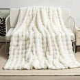 thumbnail image 3 of AUQ Weighted Blanket,Non-Fading Color Faux Fur Throw Blanket,Bubble-Textured Checkered Blanket for Extra Comfort,White,27.5"×39.3", 3 of 4
