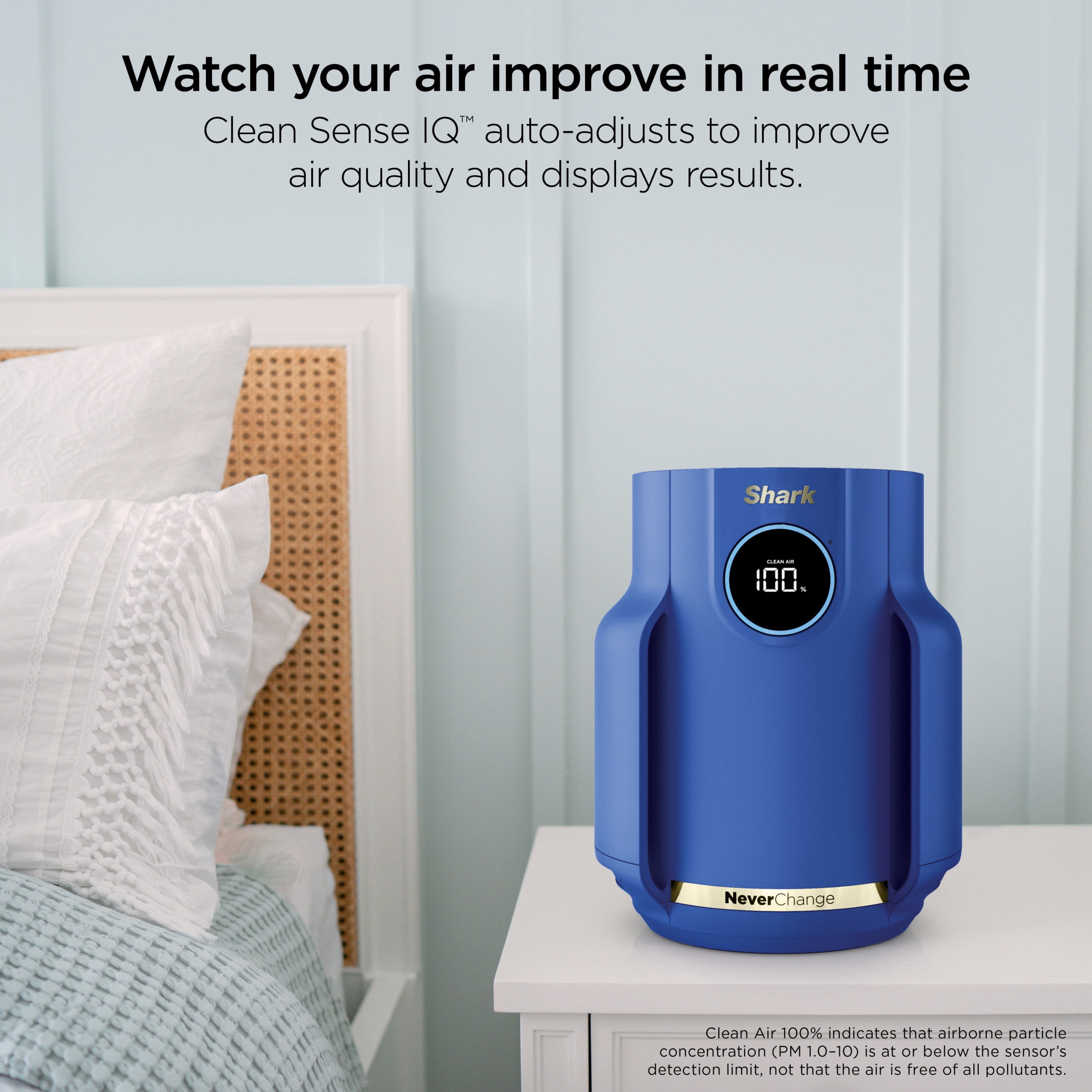 Shark NeverChange Compact Pro 250 Sq. Ft. HEPA Air Purifier, 5-Year HEPA-Exceeding Filter, Captures Pollutants, Pet Dander, Dust, and Smoke, HP070BL Blue
