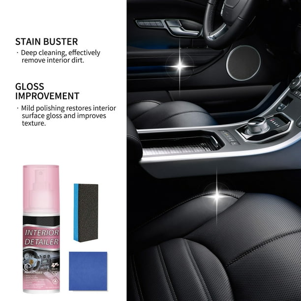 Limpiador y abrillantador para interiores de coche, protector para superficies de vinilo, goma y plástico. Restaura el brillo y proporciona protección. 100 ml de agente abrillantador.